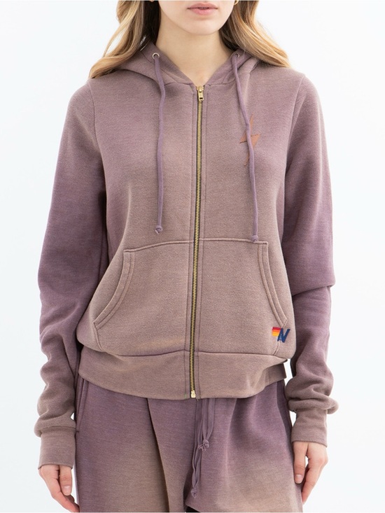 Aviator Nation Tops - Aviator Nation Bolt Stitch 2 Zip Hoodie in Faded Mocha XS